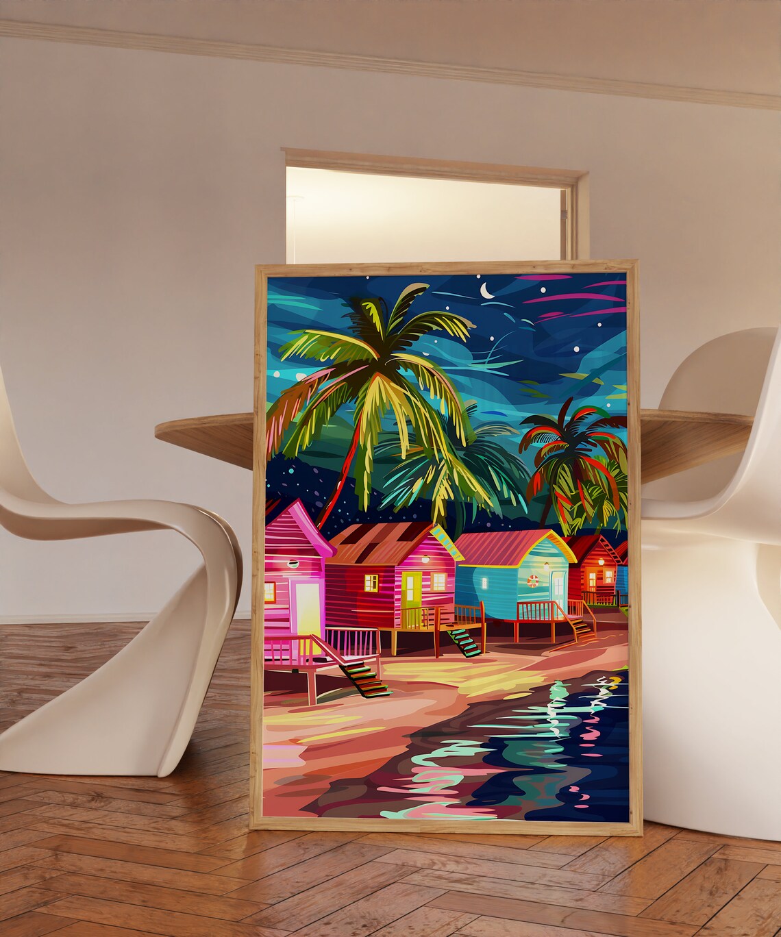 Caribbean Summer Nights Barbados Travel Poster - Image 2