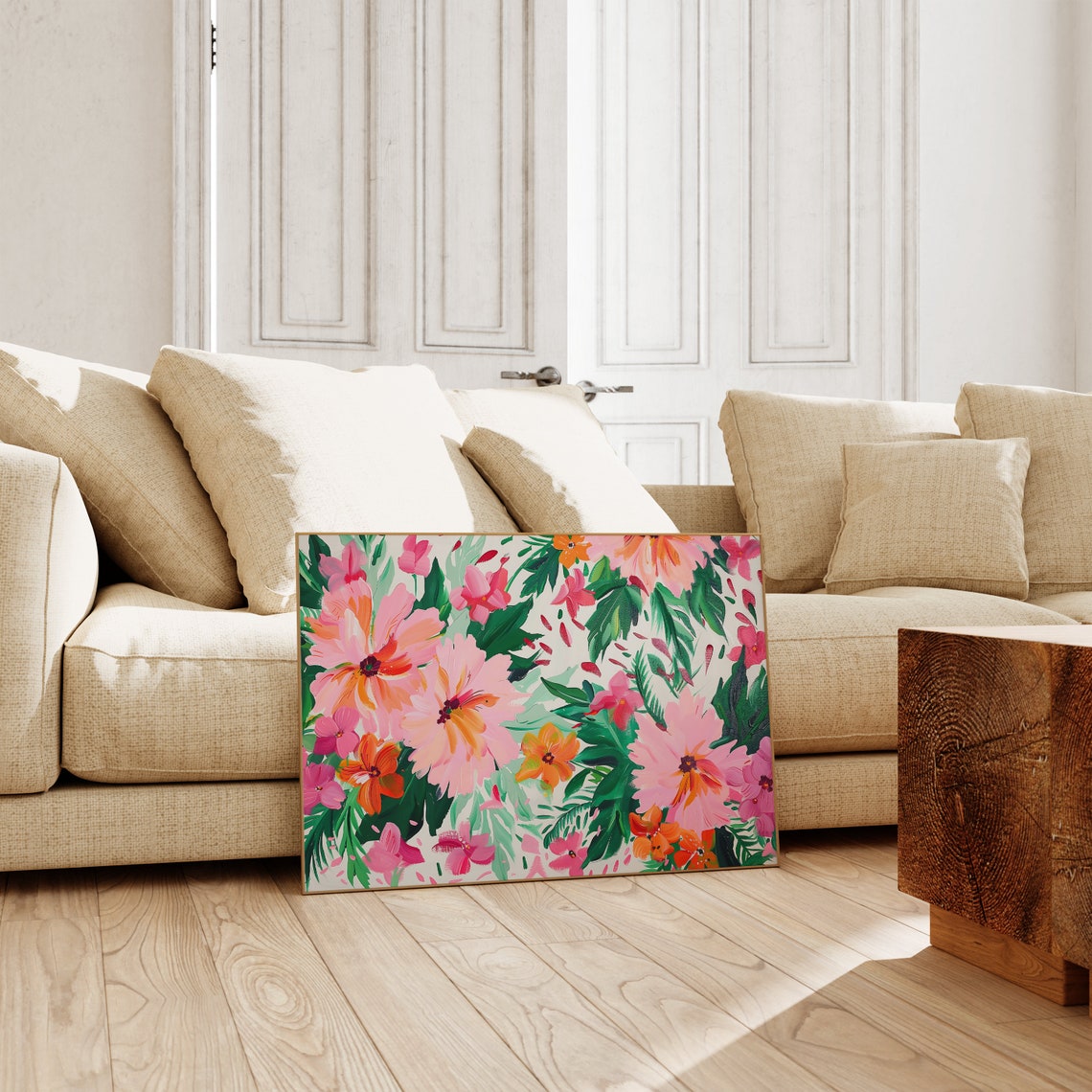 Bright Pink Floral Abstract Bold Botanical Colorful Art Poster - Image 2