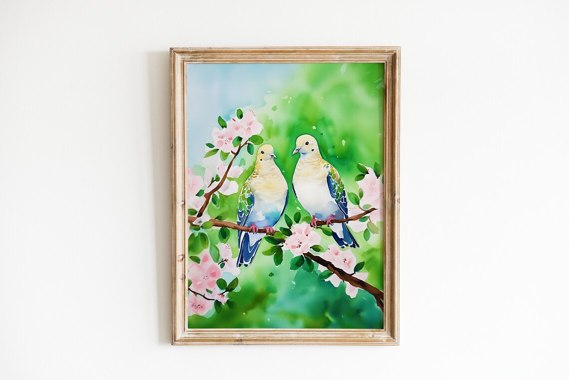 Dove Bird Illustration Watercolor Art Print