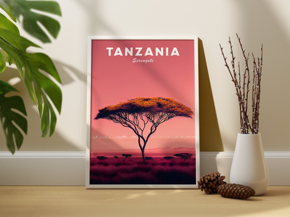 Serengeti National Park Travel Poster, Tanzania Safari - Image 2