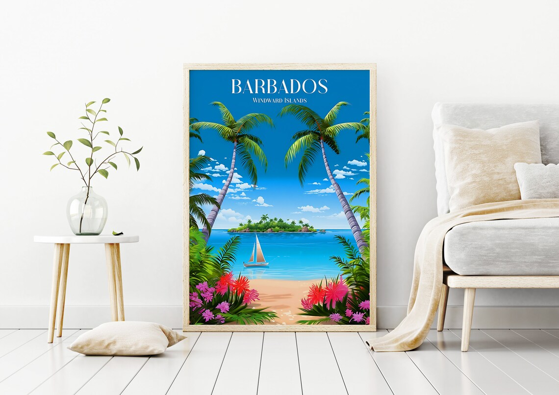 Barbados Travel Poster, Windward Islands Art Print