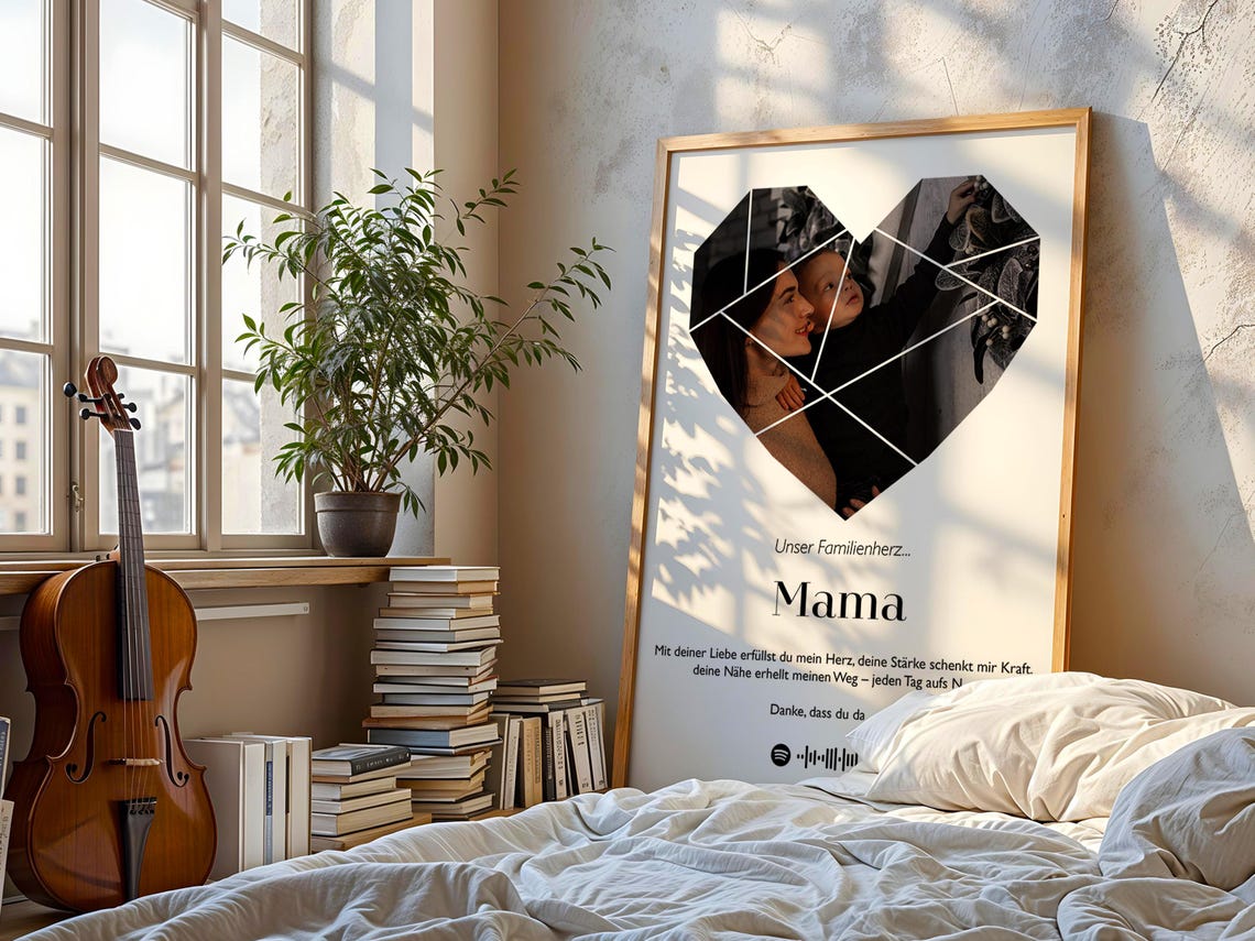 Personalized German Mama Heart Photo Custom Family Gift Poster