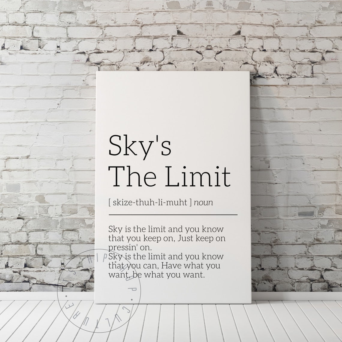 Sky's The Limit Lyric Definition Inspirational Canvas Style Poster