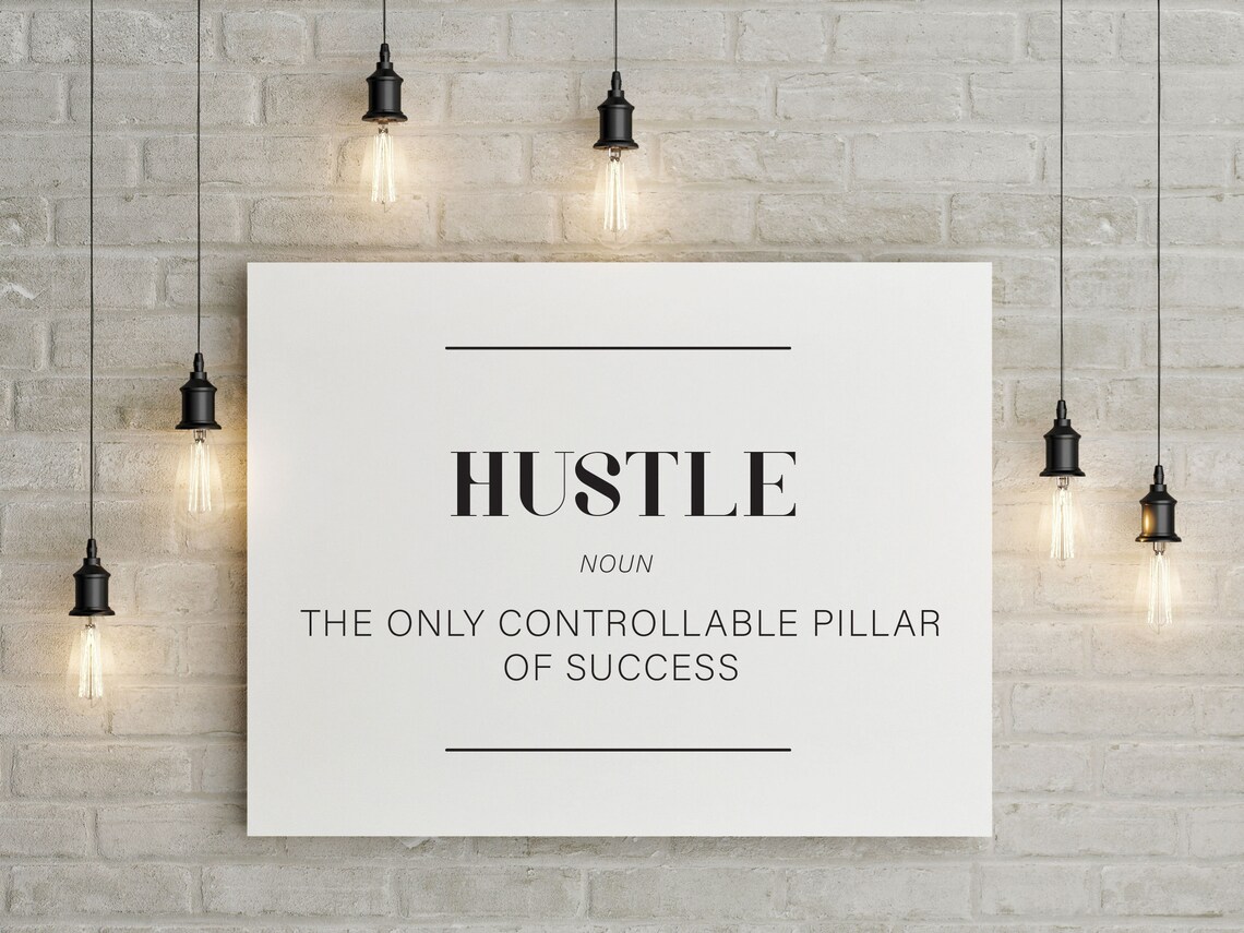 The Definition Of Hustle Inspirational Office Decor Wood Framed Unframed Or Rope Board Options - Image 3