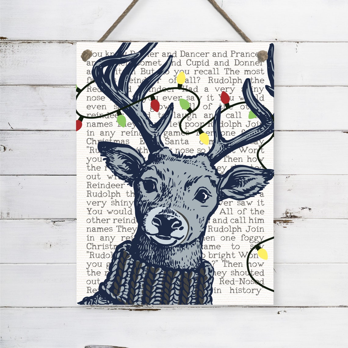 Rudolph the Red-Nosed Reindeer Song Lyrics Reindeer Art Poster - Image 2