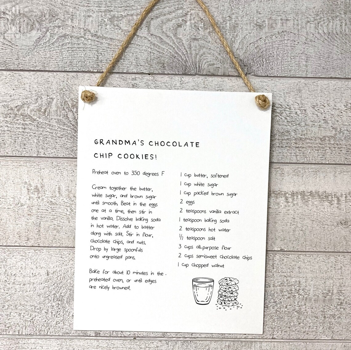 Grandma's Chocolate Chip Cookies Recipe Farmhouse Kitchen Wall Poster - Image 2