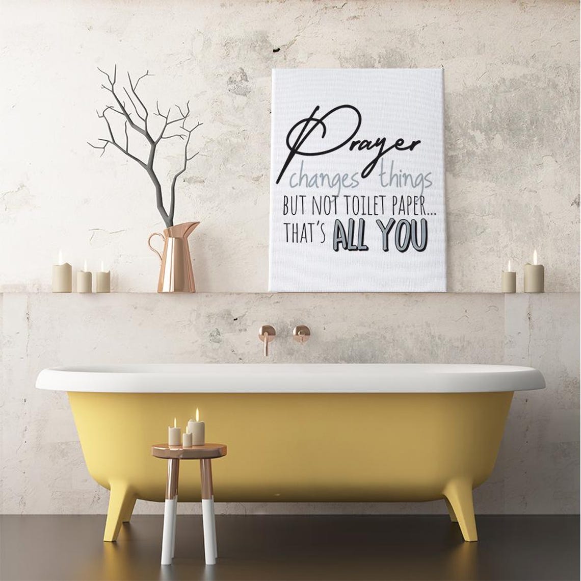 Prayer Changes Things Funny Bathroom Sign Toilet Paper Wall Art - Image 3