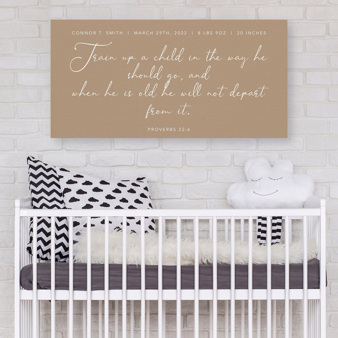 Train Up a Child Proverbs 22:6 Personalized Baby Stats Bible Verse Poster - Image 3