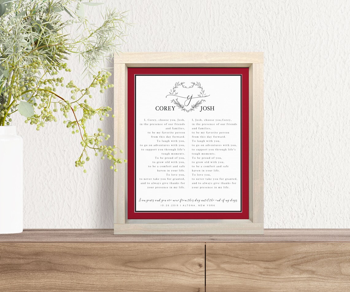 Wedding Vows Names Date Location Art Print - Image 3