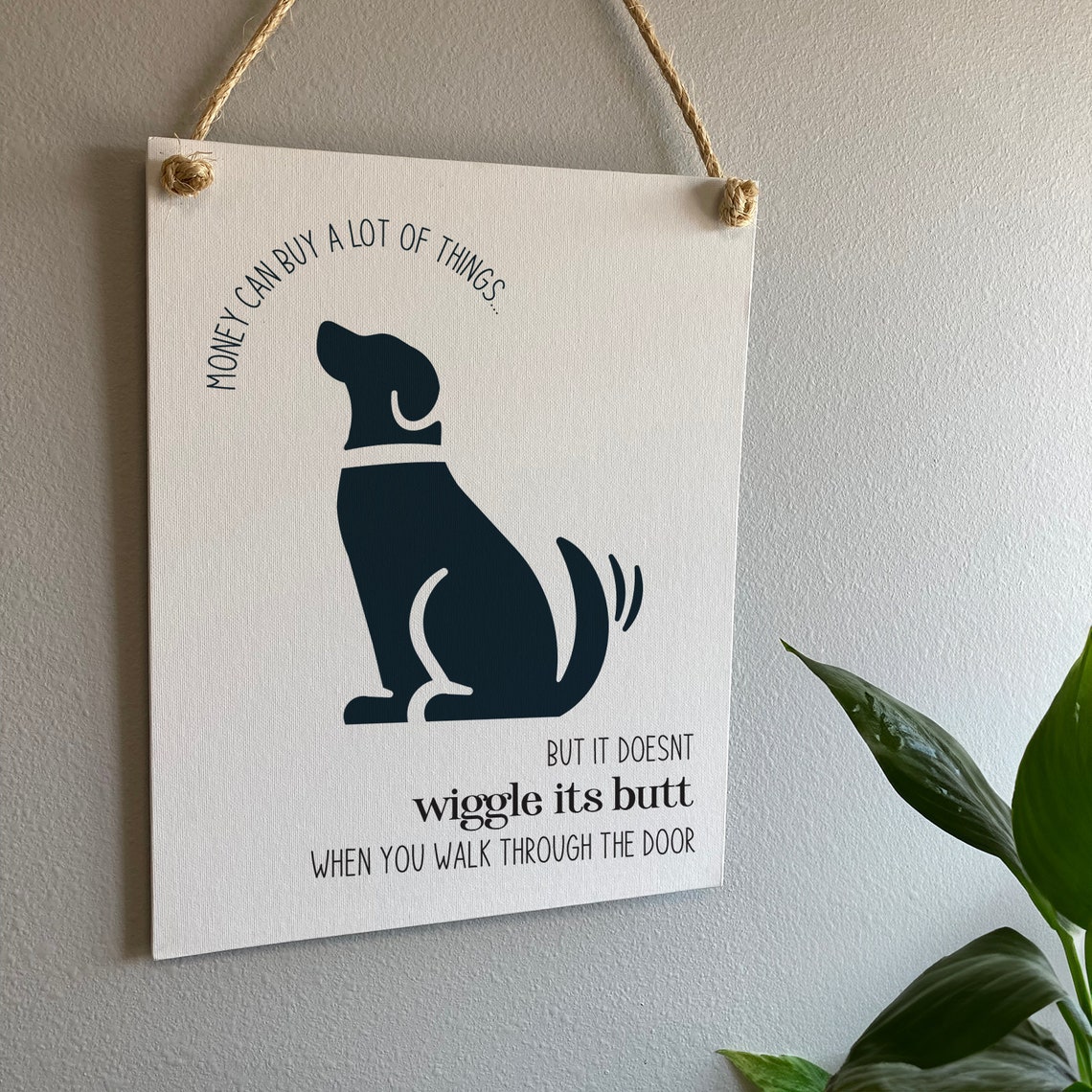 Money Can Buy Things Funny Dog Wagging Tail Quote Framed Wall Art - Image 2