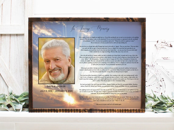 In Loving Memory Custom Obituary Print Personalized Funeral Gift