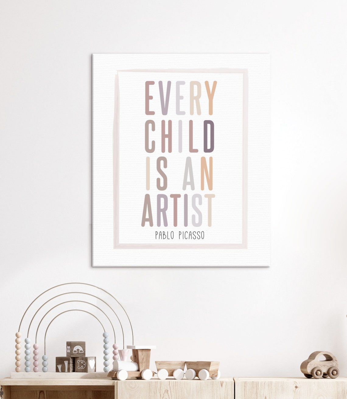 Pablo Picasso "Every Child Is an Artist" Colorful Quote Poster - Image 3