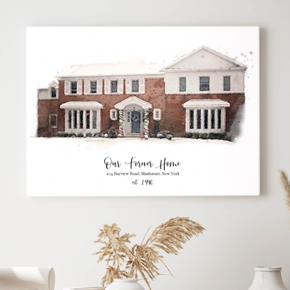 Our First Home Portrait, Watercolor Effect Art Print - Image 2