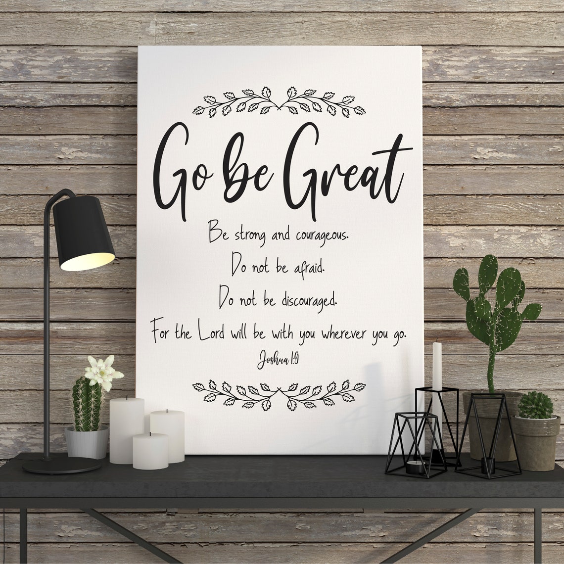 Go Be Great Joshua 1 9 Christian Bible Verse Wood Framed Wall Art - Image 3