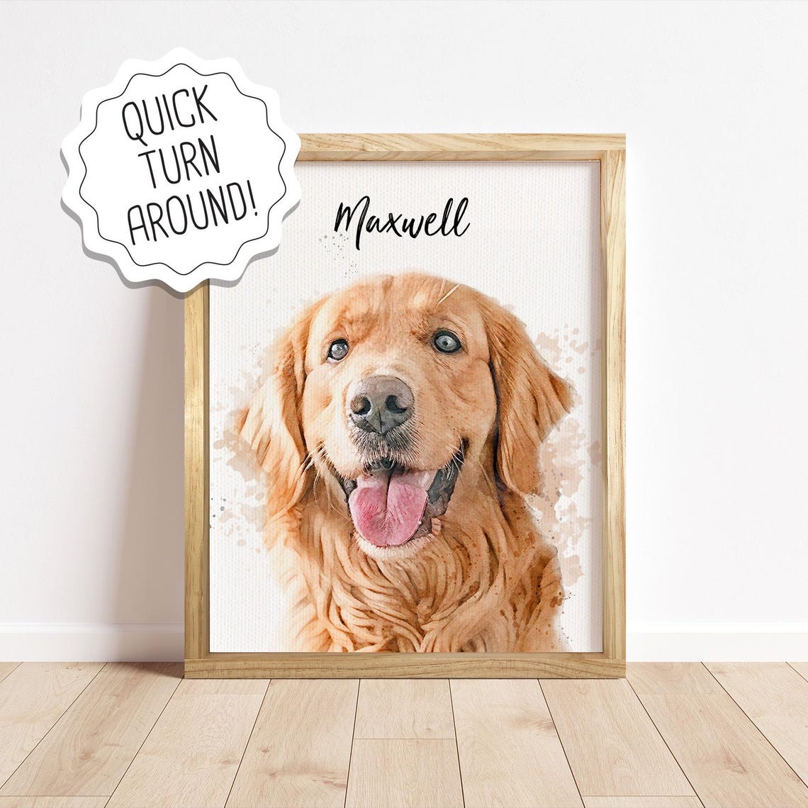 Maxwell Custom Golden Retriever Watercolor Pet Portrait Dog Poster