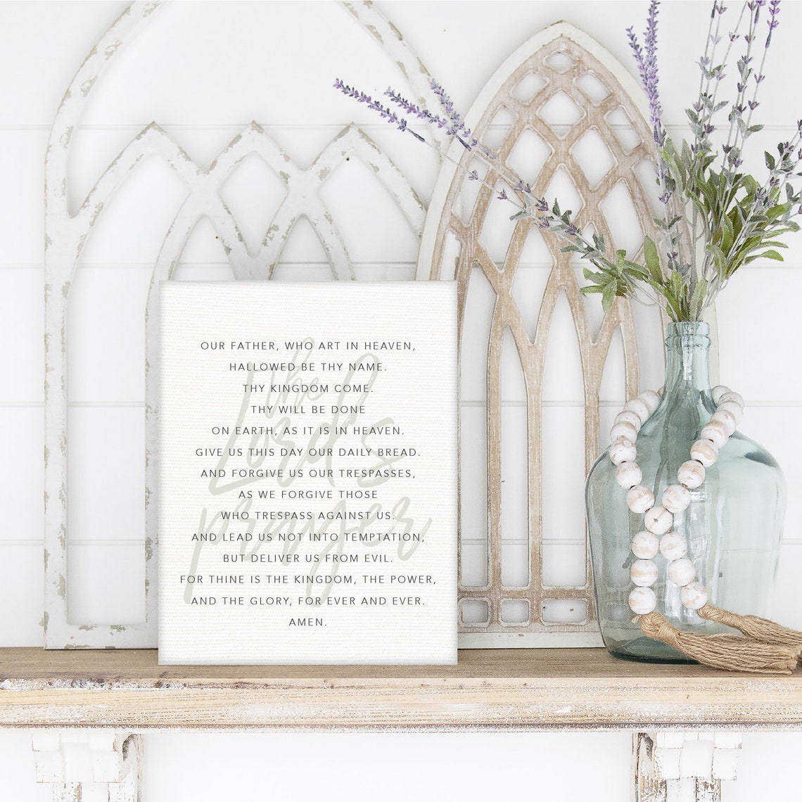 The Lord's Prayer Full Text Light Wood Framed Religious Poster - Image 3