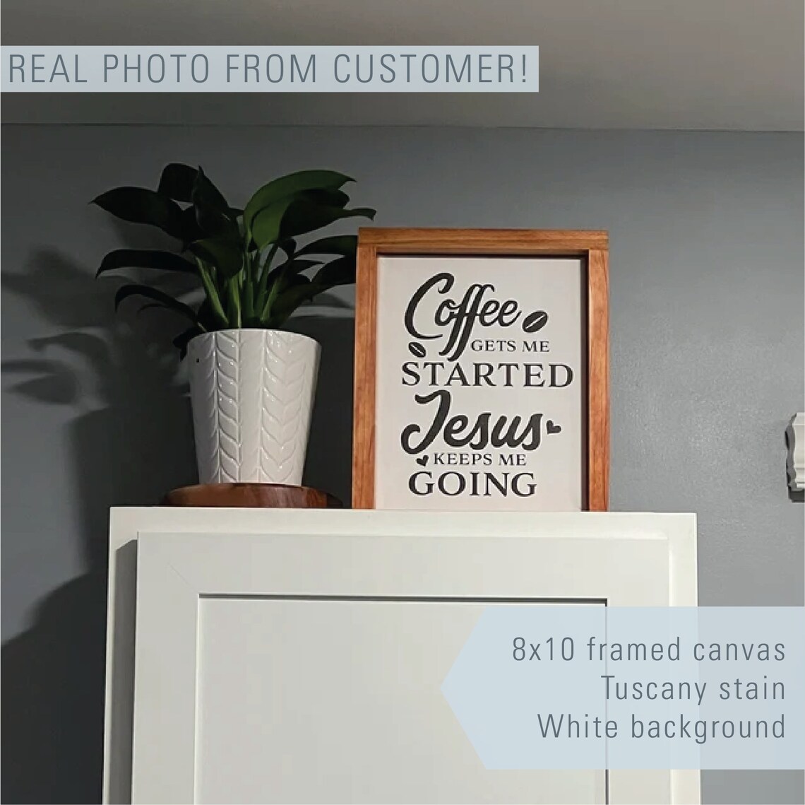 Coffee Gets Me Started, Jesus Keeps Me Going Religious Poster - Image 3
