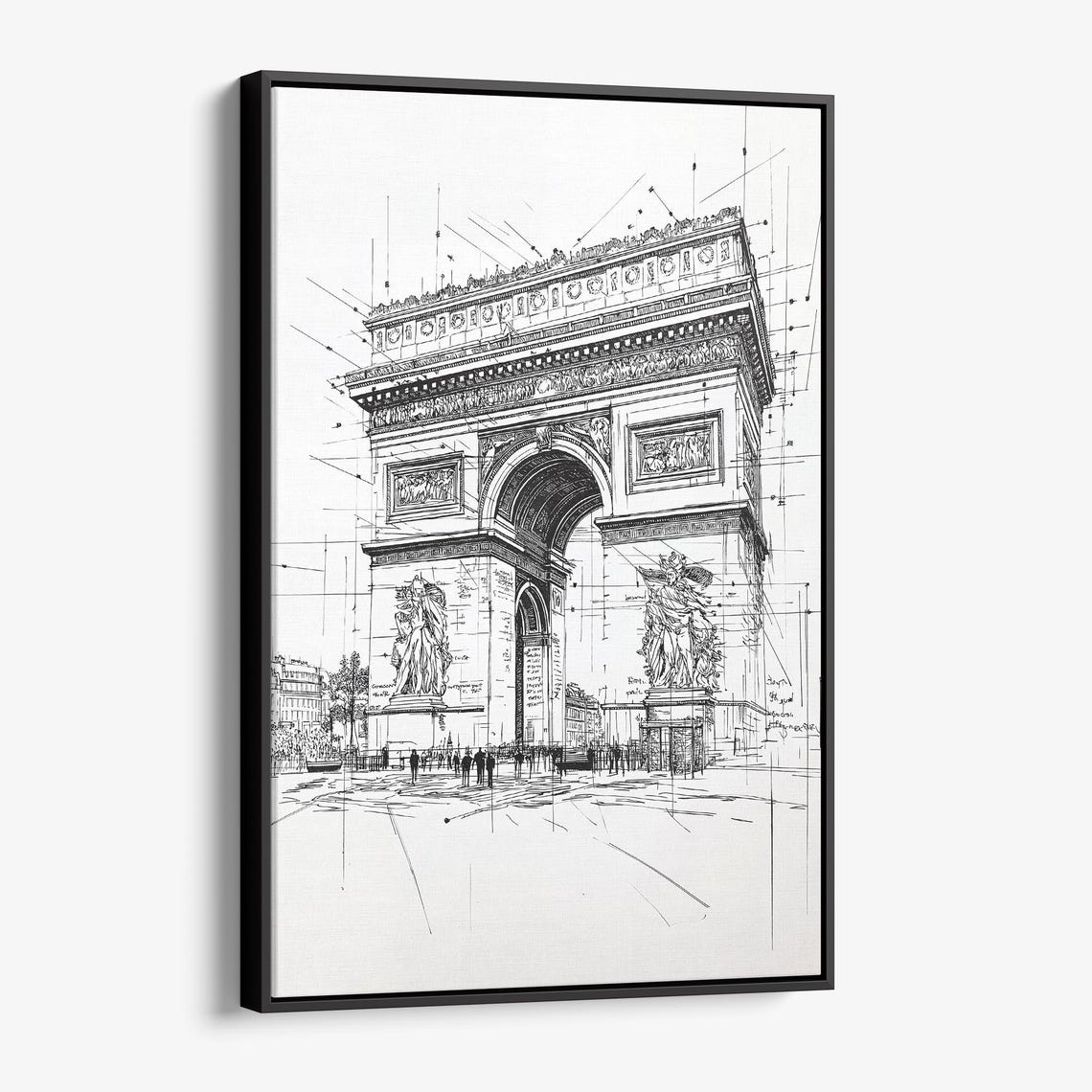 Arc de Triomphe Paris Ink Sketch Architectural Drawing Art Poster