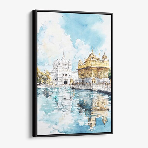 Amritsar Golden Temple Watercolor Reflection Sacred Art Poster