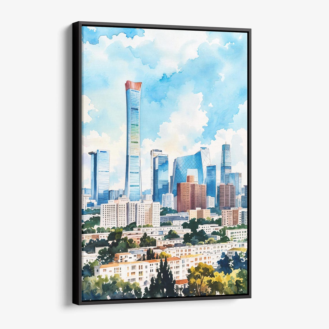 Beijing Skyline Watercolor Modern Towers Cityscape Urban Poster