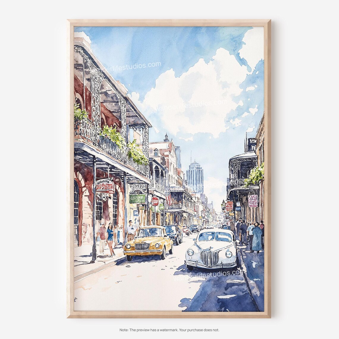 Bourbon Street New Orleans Watercolor Art Print