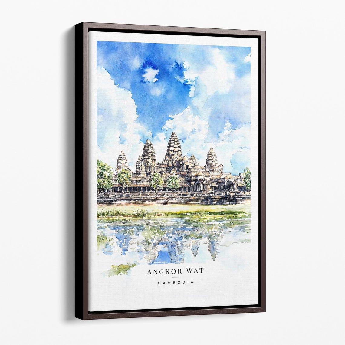 Angkor Wat Cambodia Temple Watercolor Travel Landmark Poster