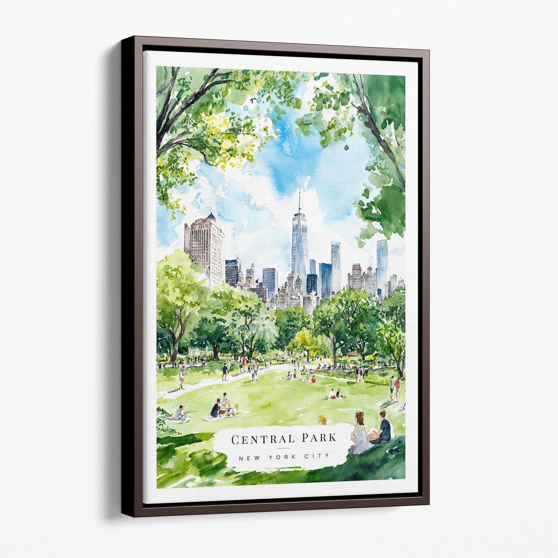 Central Park New York City Watercolor Skyline Park Scene Poster