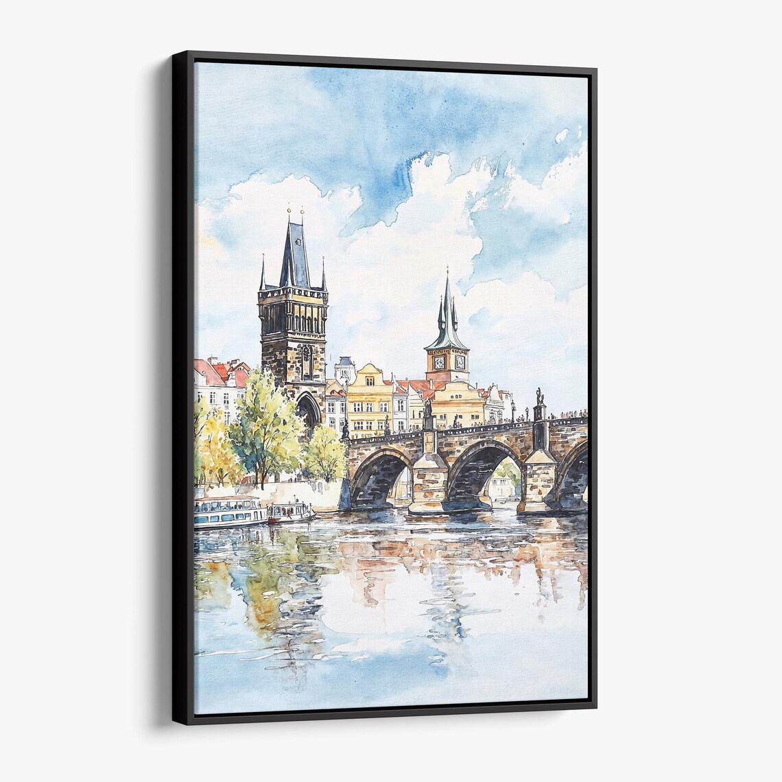 Prague Charles Bridge Watercolor Travel Poster