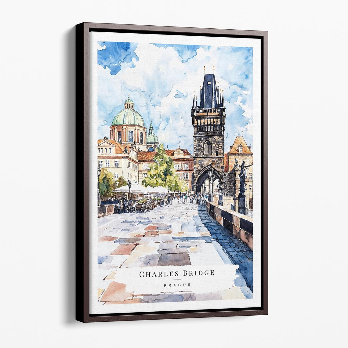 Charles Bridge Tower Prague Old Town Stone Bridge Watercolor Poster