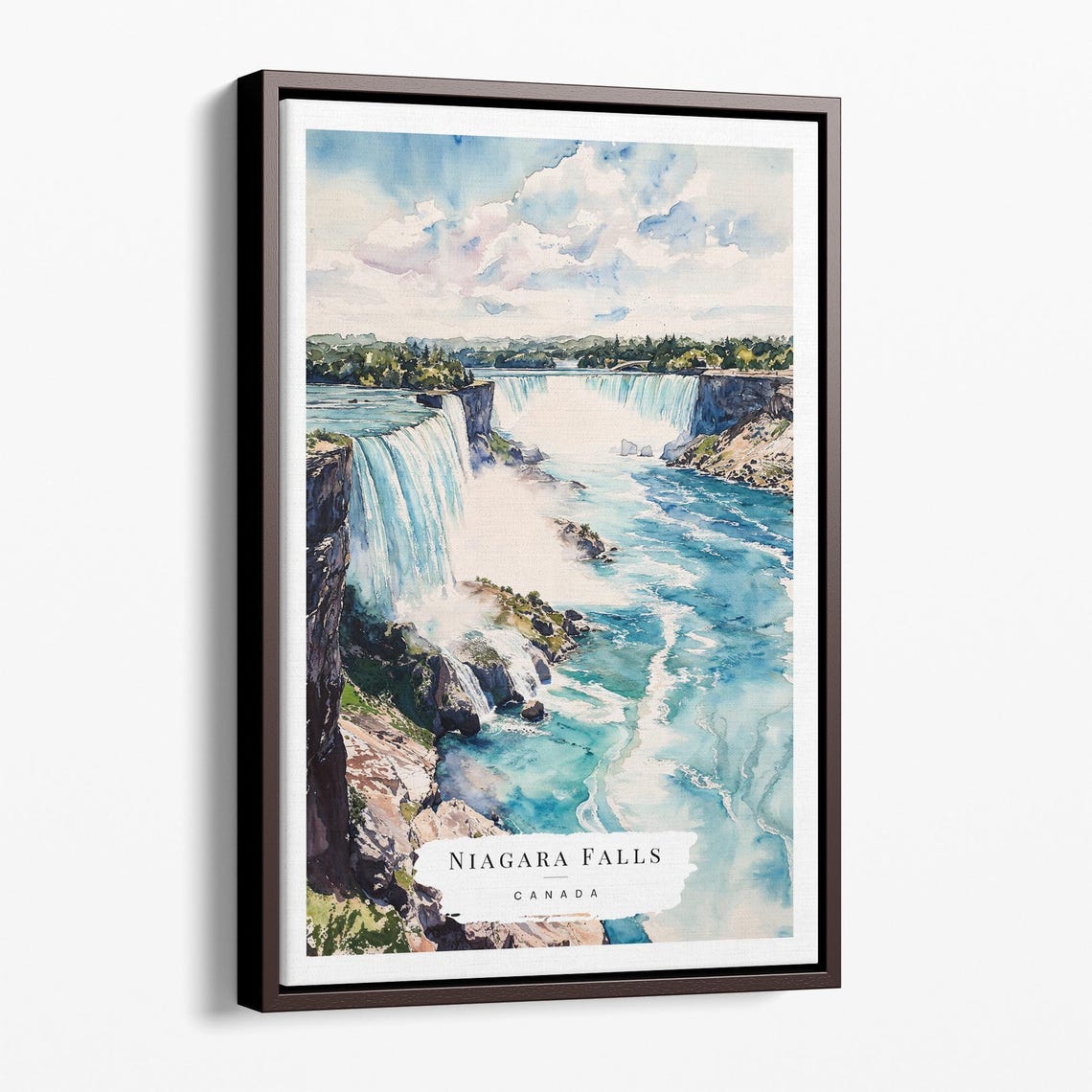 Niagara Falls Canada Horseshoe Falls Watercolor Landscape Poster