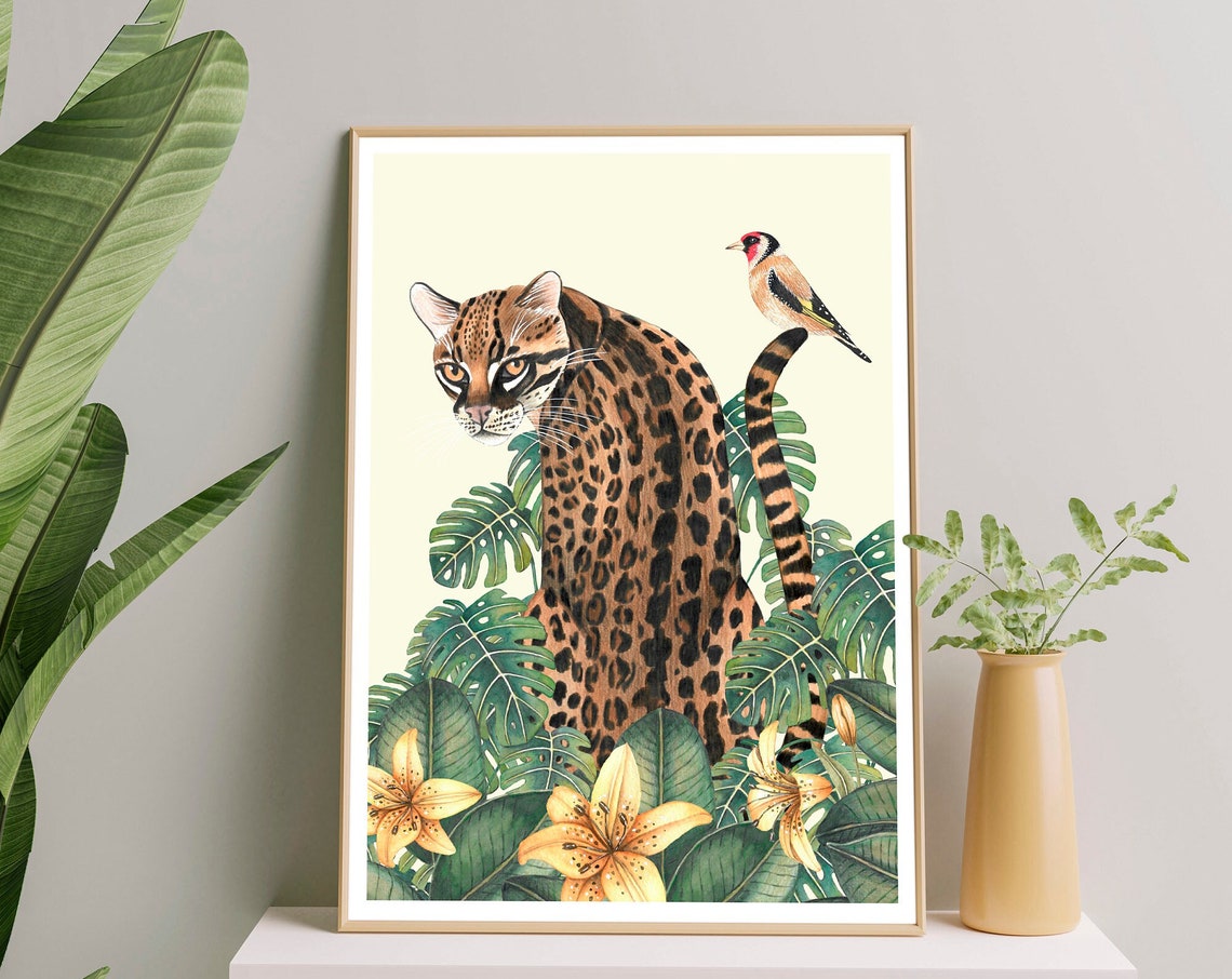 Jungle Nursery Decor Tropical Animals Art Print