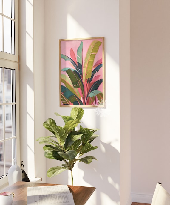 Tropical Leaves Botanical Art Print, Maximalist Decor