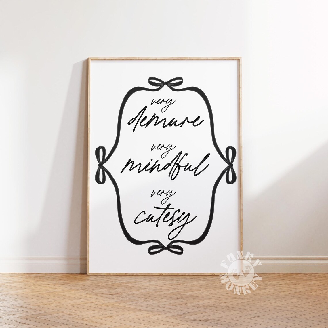 Very Demure Very Mindful Very Cutesy Black Ribbon Quote Poster - Image 2