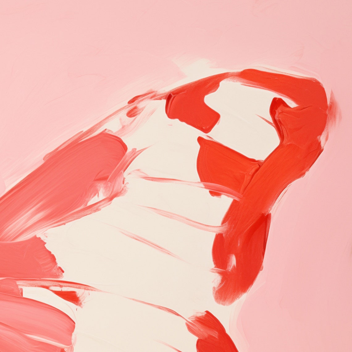 Red Butterfly Wing Abstract Brushstroke Modern Print Decor Art