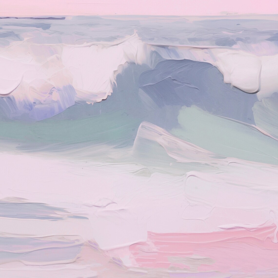 Ocean Waves Art Print, Pastel Preppy Coastal Art