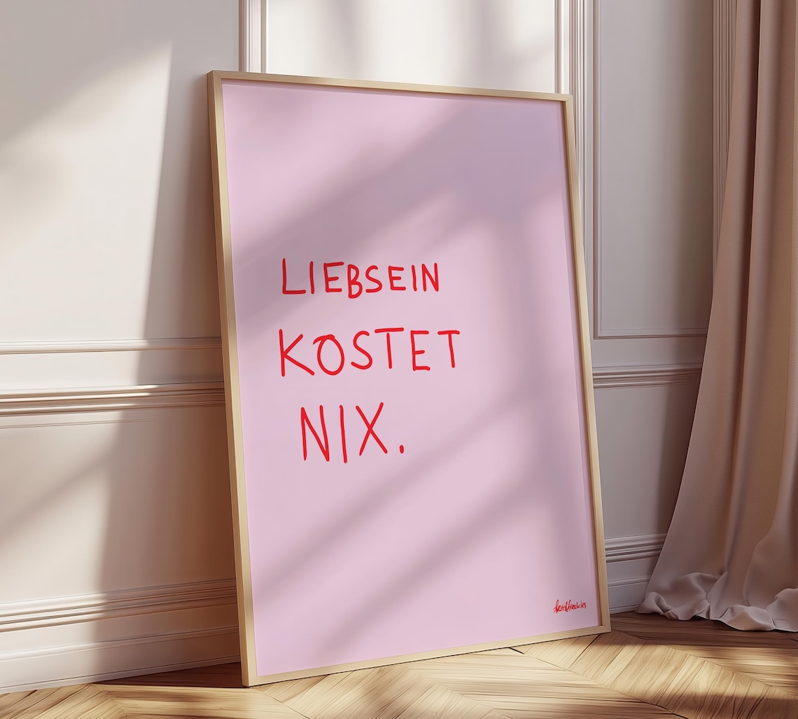 Lieb Sein Kostet Nix Retro Kindness Typography Print