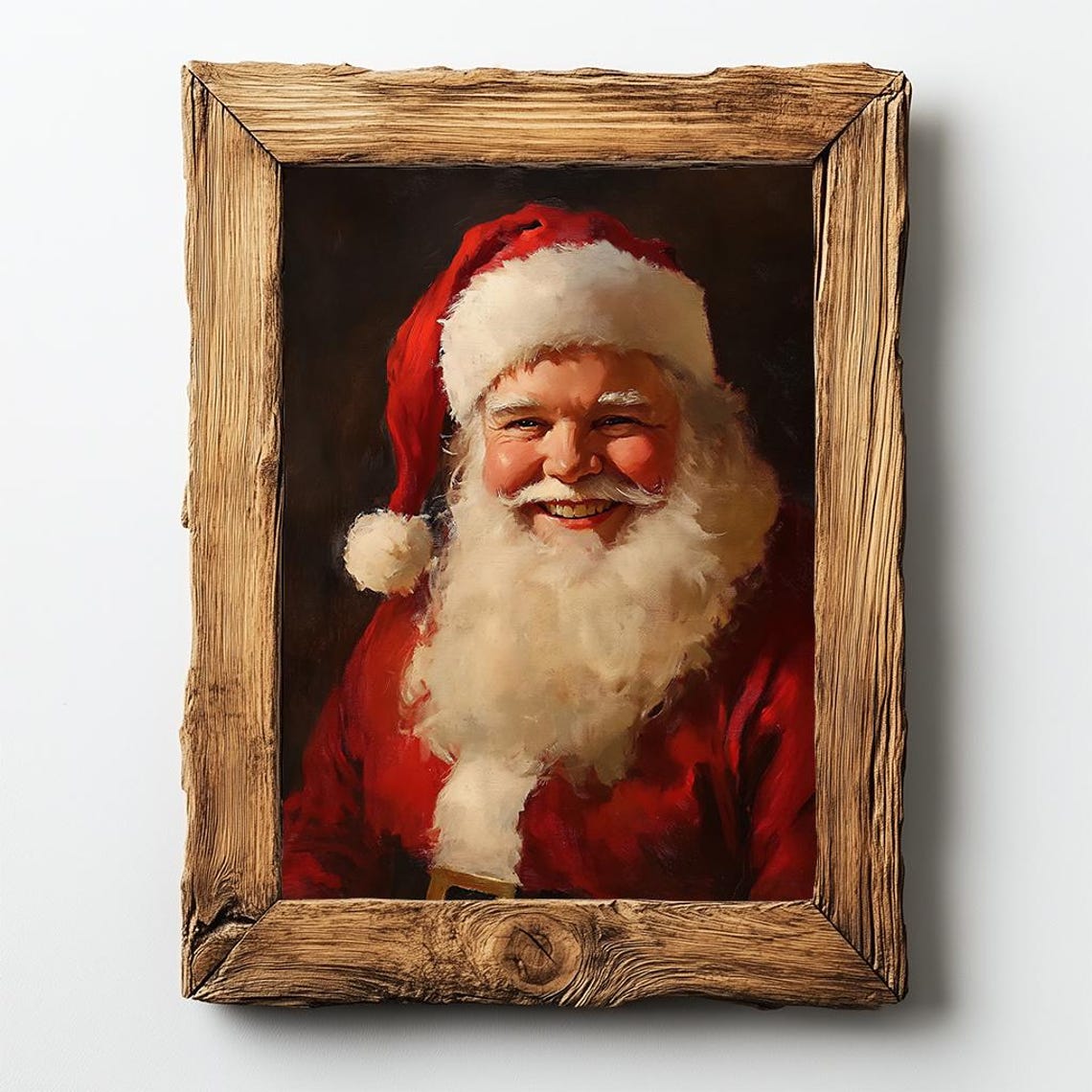 Jolly Santa Claus Smiling Portrait Classic Christmas Art Poster - Image 2