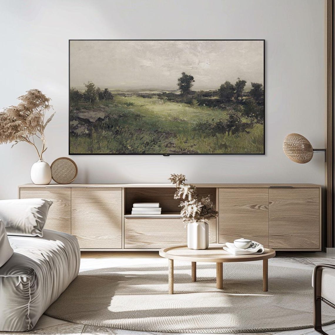 Rolling Green Hills Meadow Vintage Pastoral Landscape Art Poster - Image 5
