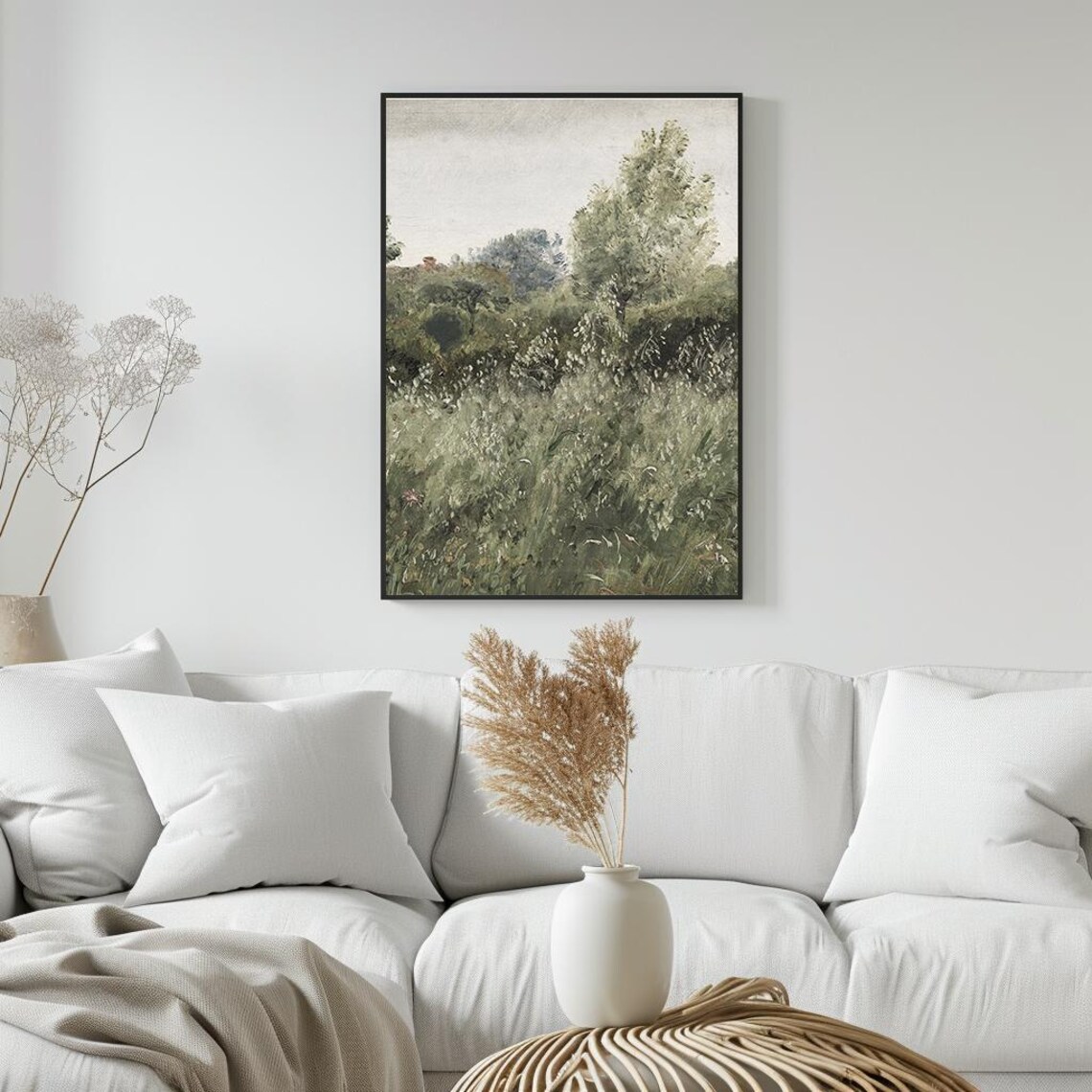 Lush Greenery Oil Painting, Rustic Botanical Decor - Image 5