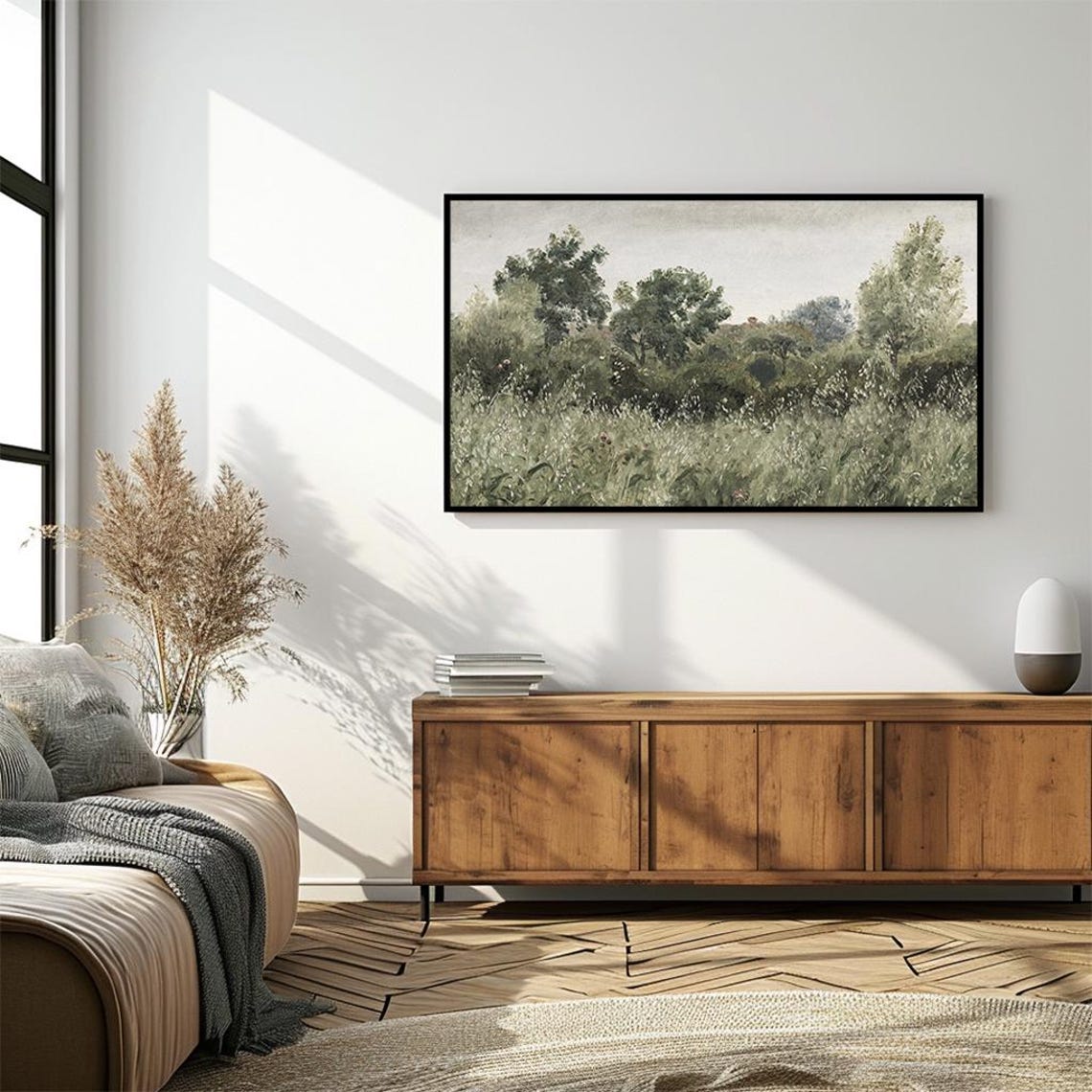 Lush Green Trees and Grassy Hills Romanticism Landscape Poster - Image 4