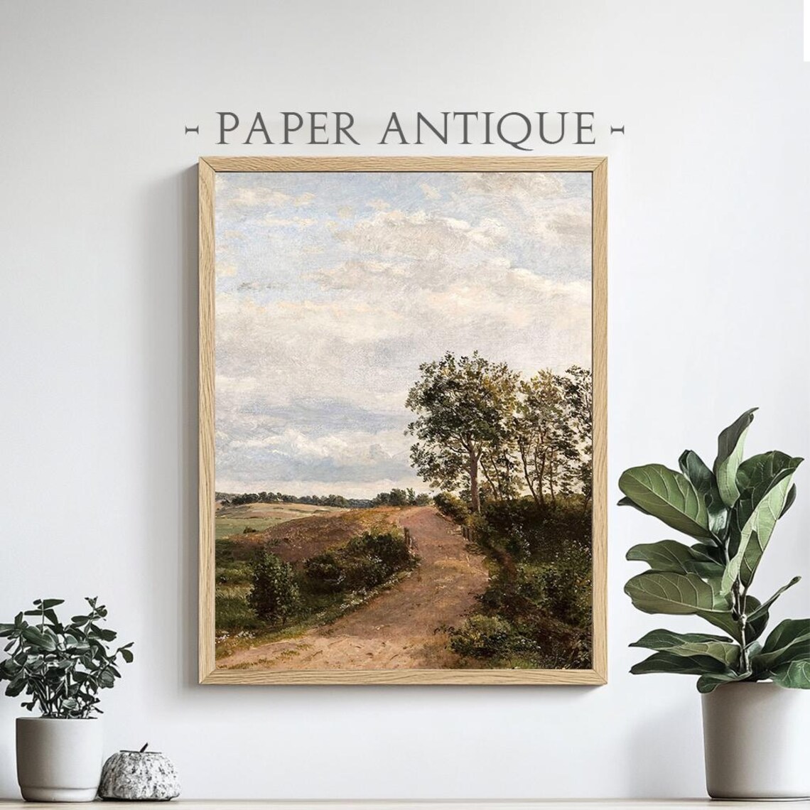 Serene Countryside Path, Rustic Landscape Art Print