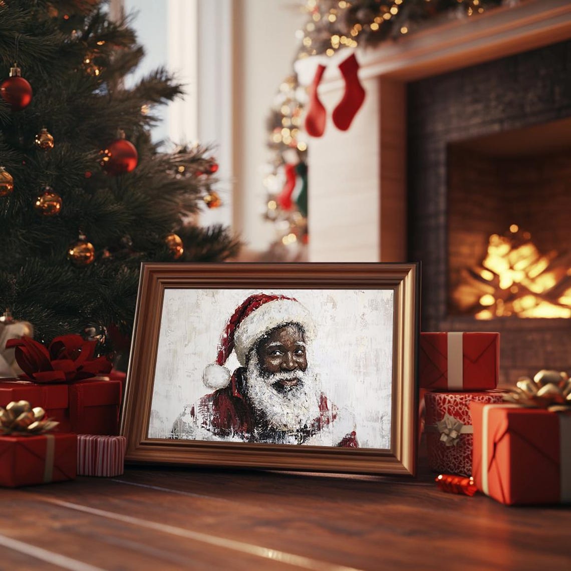 Smiling Santa Claus Portrait Festive Holiday Spirit Painting Poster - Image 3