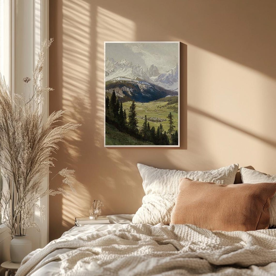 Snowy Alpine Peaks With Evergreen Forest Mountain Landscape Poster - Image 2