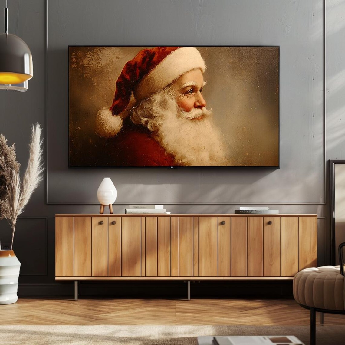Classic Santa Claus Portrait Painting Vintage Christmas Art Poster - Image 4