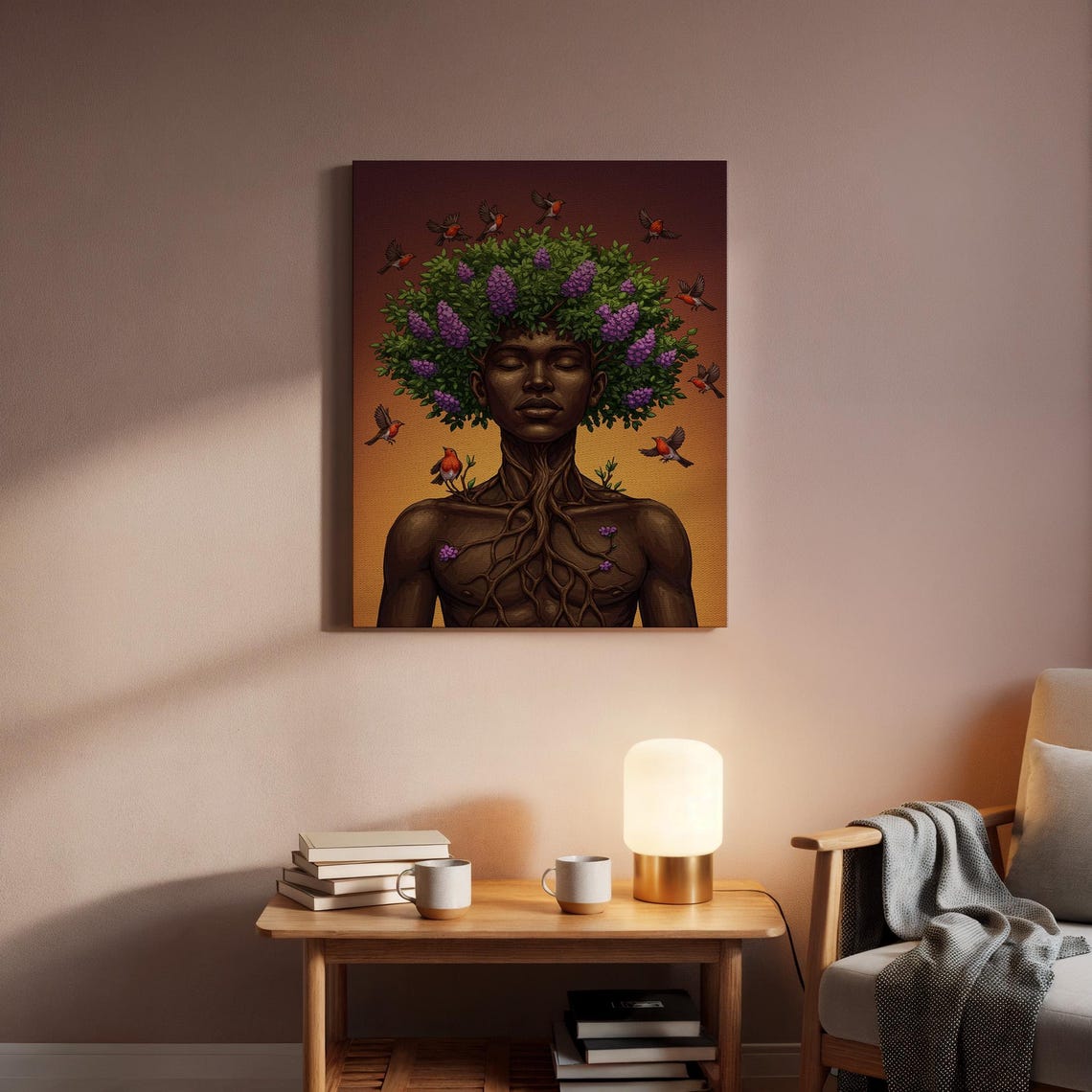 Tree of Life Human Figure Surreal Nature Spirit Sunset Art Poster - Image 5