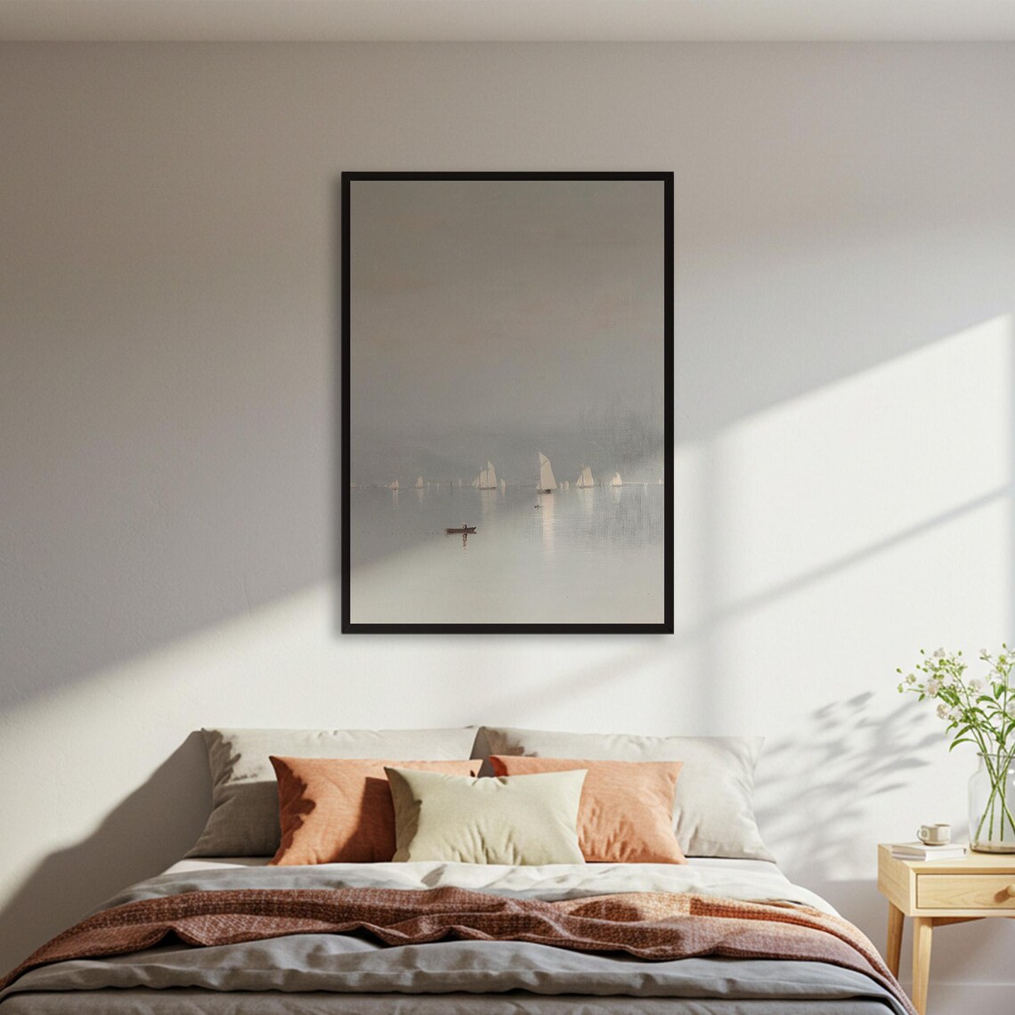Sailboat Painting Print, Vintage Nautical Seascape