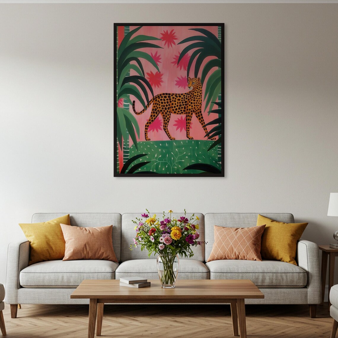 Leopard Jungle Poster Print, Naive Folk Art Animal Decor - Image 4