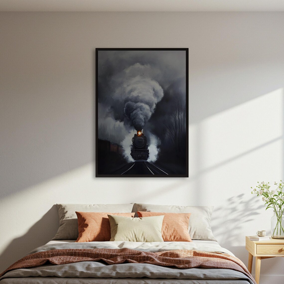 Moody Steam Train Vintage Railway Art Print