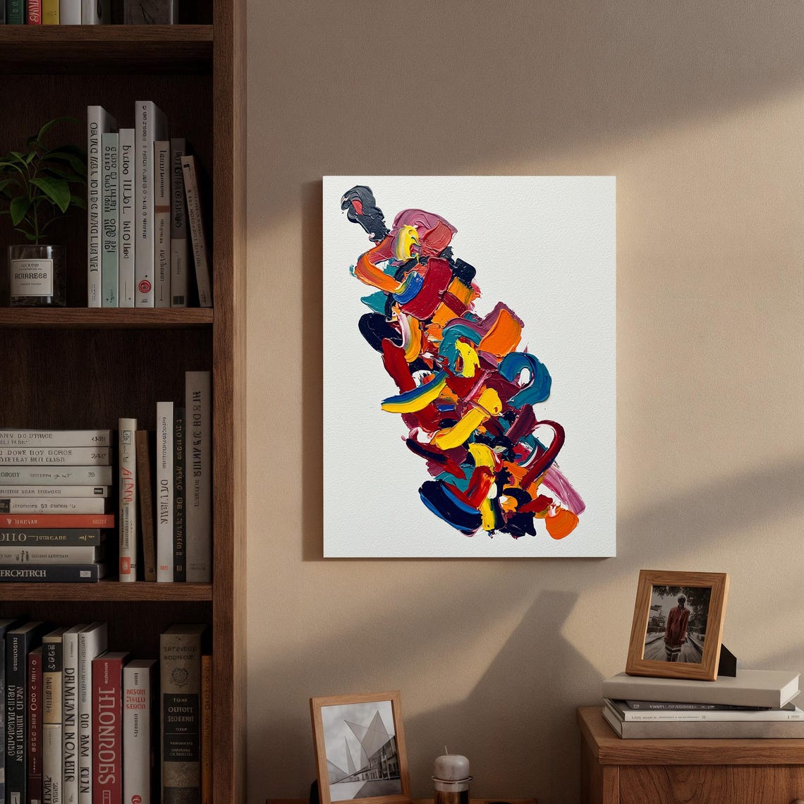 Colorful Gestural Brushstrokes in Red Orange and Blue Art Poster - Image 3