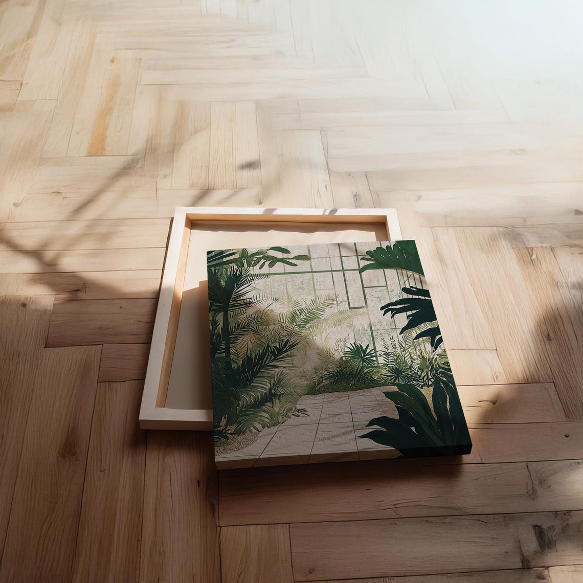 Tropical Greenhouse Jungle Plants Sunlit Glass Botanical Canvas Print - Image 2